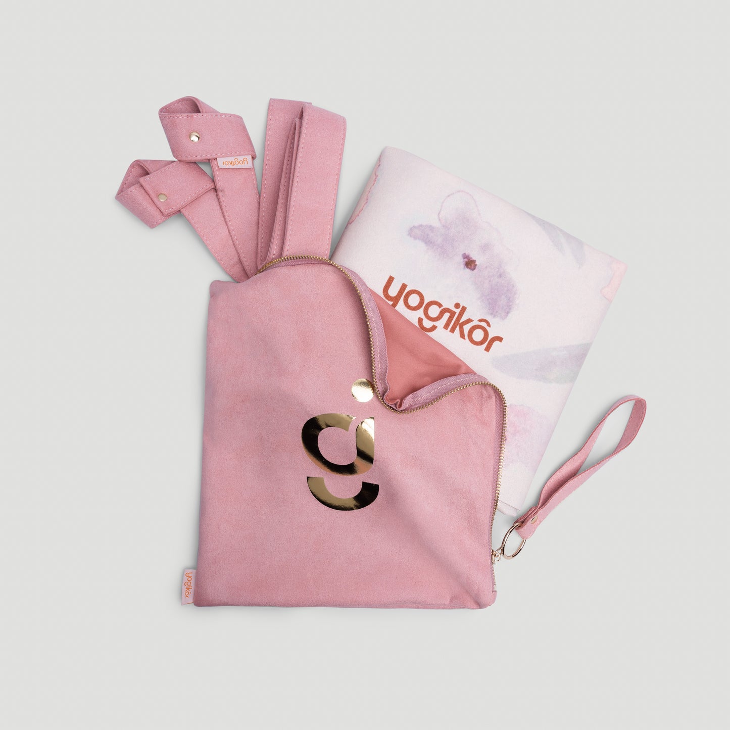 Travel Yoga Mat Set - Foldable Mat (Floral)