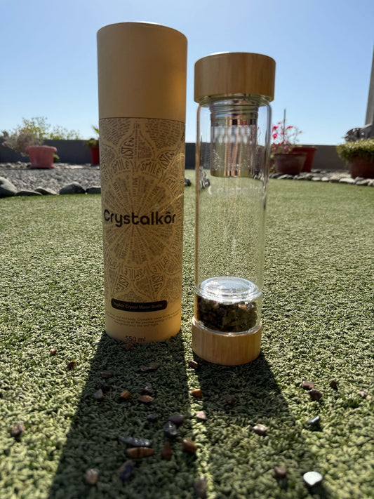 Crystalkor Tiger Eye - "Crystal Chips"  Water Bottle