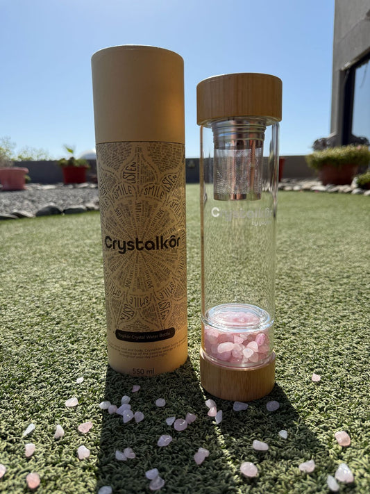 Crystalkor Rose Quartz - "Crystal Chips" Water Bottle